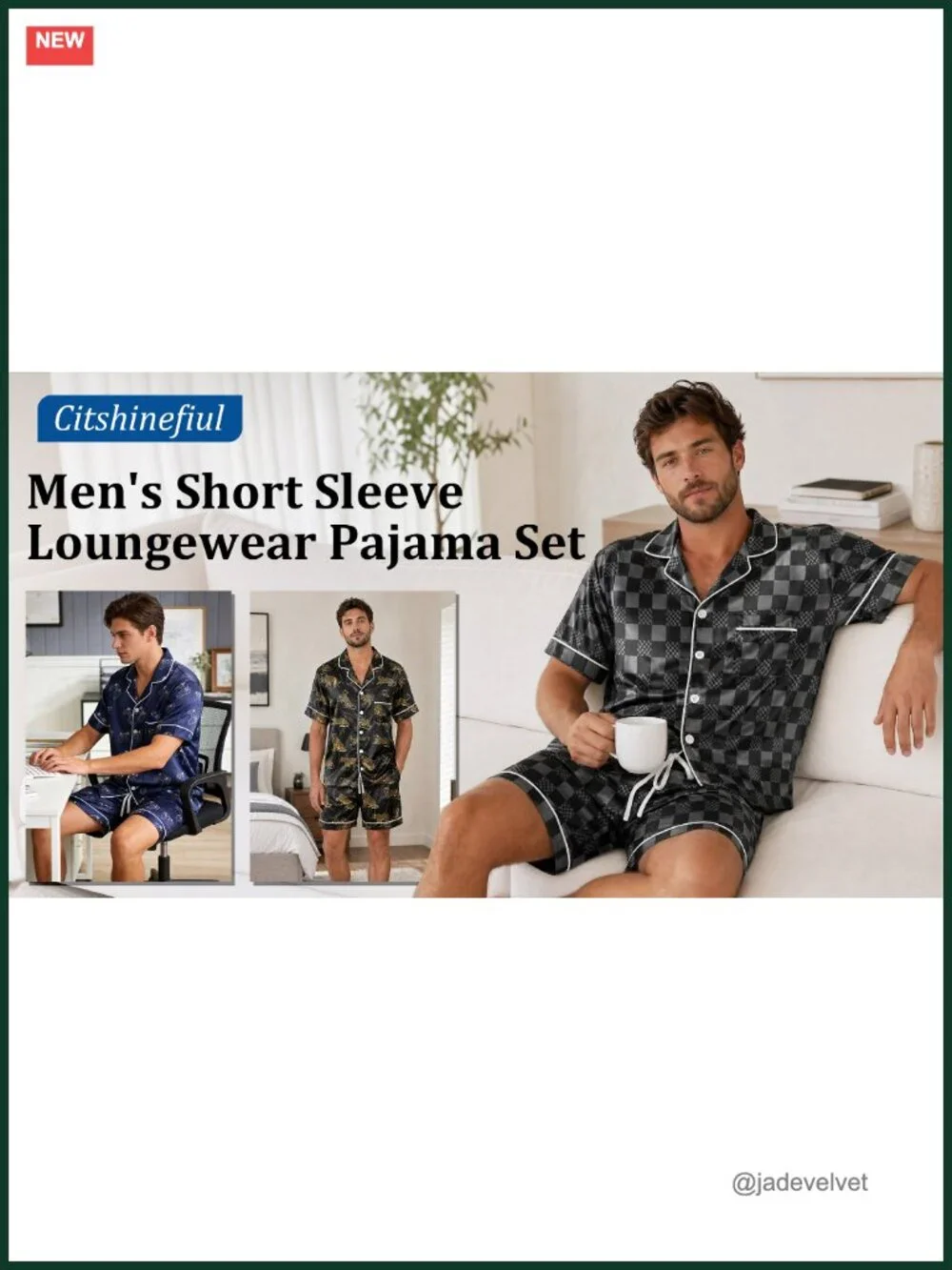Satin Silky Pajamas Set Short Sleeve Button Down Sleepwear 2 Piece Loungewear